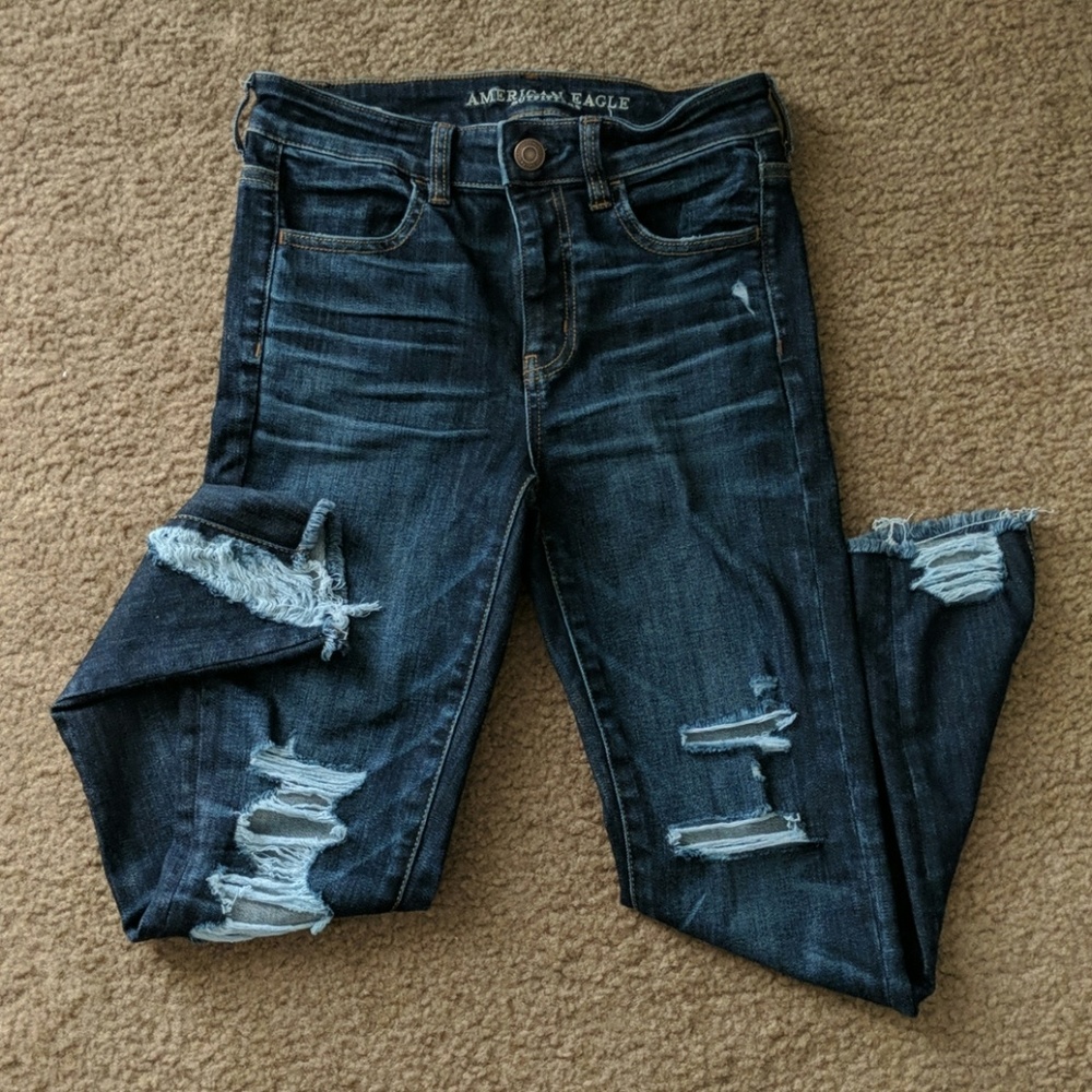 NEW! AE high-rise destroyed jegging Crop